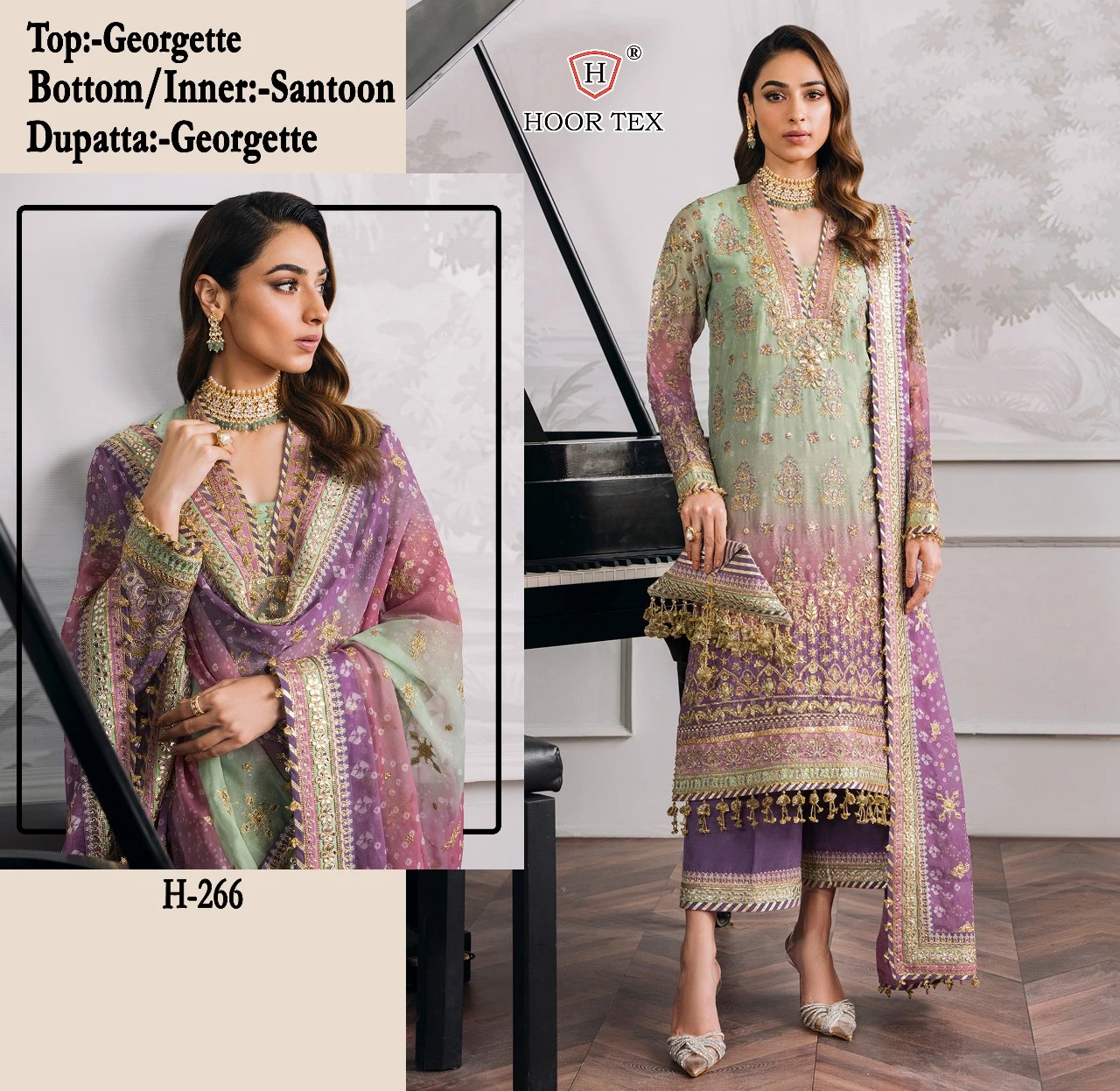 Hoor Tex H 266 Faux Georgette Wholesale Pakistani Salwar Suit — Wholesale Pakistani Suits, MPA wholesale from Surat — view 3